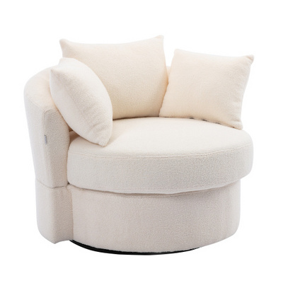 COOLMORE Living Room Swivel Sofa chair Barrel Arm Chairs Tufted Upholstered Home Round Swivel Accent Chairs