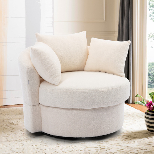 COOLMORE Living Room Swivel Sofa chair Barrel Arm Chairs Tufted Upholstered Home Round Swivel Accent Chairs