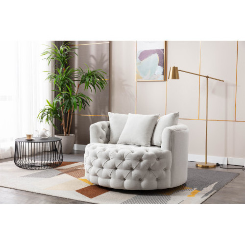 Coolmore Modern Akili swivel accent chair barrel chair for hotel living room / Modern leisure chair Beige