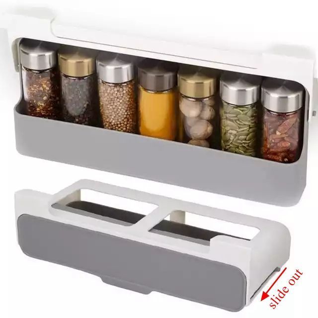 Kitchen Spice Jar Rack Drawer Under Cabinet Spice Rack Organizer Hanging Drawer Organizer Adjustable Under Shelf Spice Rack