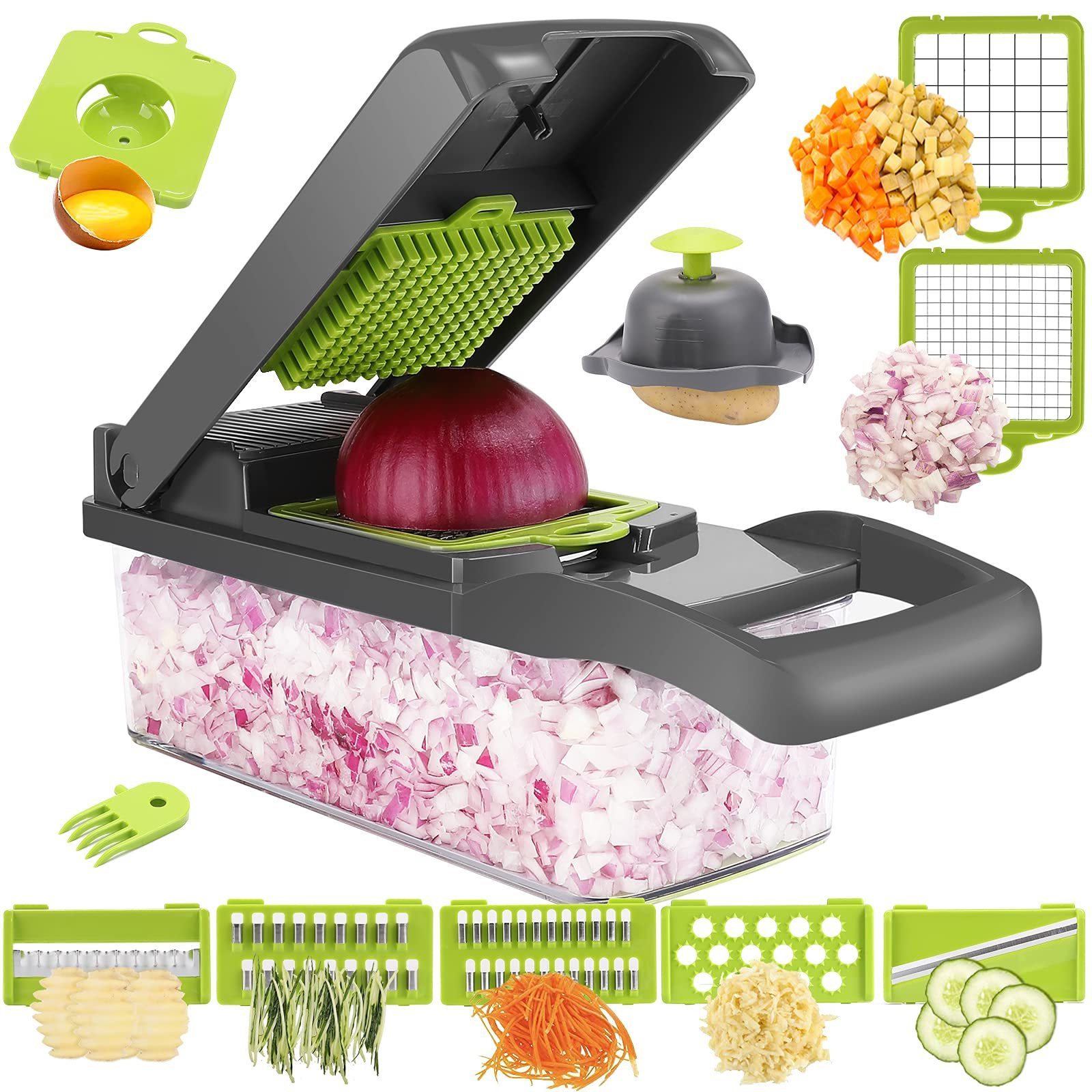 Newest Kitchen Gadgets Accessories 13 in 1 Multifunctional Vegetable Chopper With Stainless Steel Blades