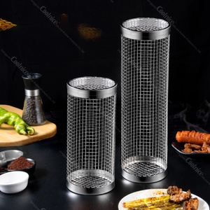 Hot Selling 2023 Camping Picnic Cookware Outdoor Round BBQ Stainless Steel Grill Basket Campfire Grill Grid