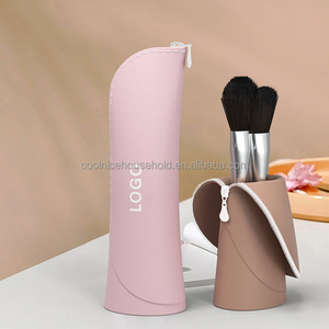 High Quality Silicone Makeup Brush Bags Standing Makeup Brush Holder Case Makeup Tool Storage Pouch