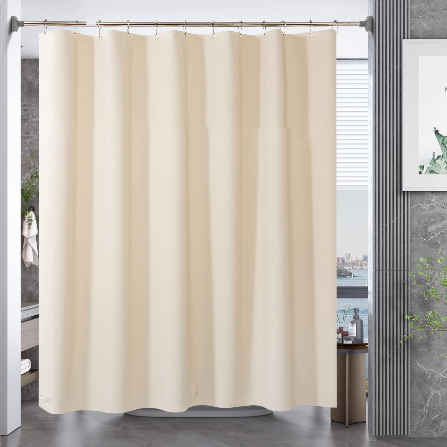 Draining Shower Curtain Liner Premium PEVA Non-Toxic Shower Liner with Rust Proof Grommets 8G Heavy Duty Bathroom Accessories