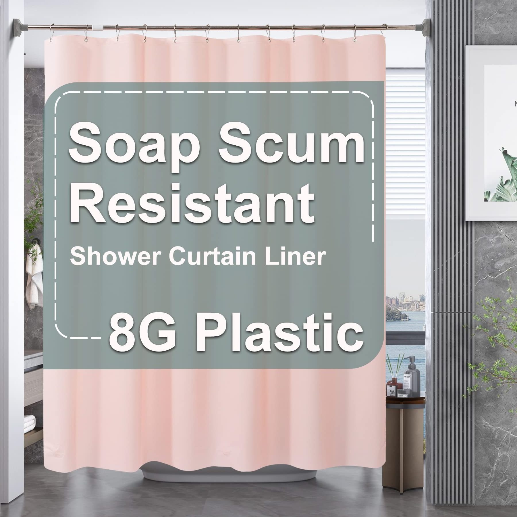 Draining Shower Curtain Liner Premium PEVA Non-Toxic Shower Liner with Rust Proof Grommets 8G Heavy Duty Bathroom Accessories