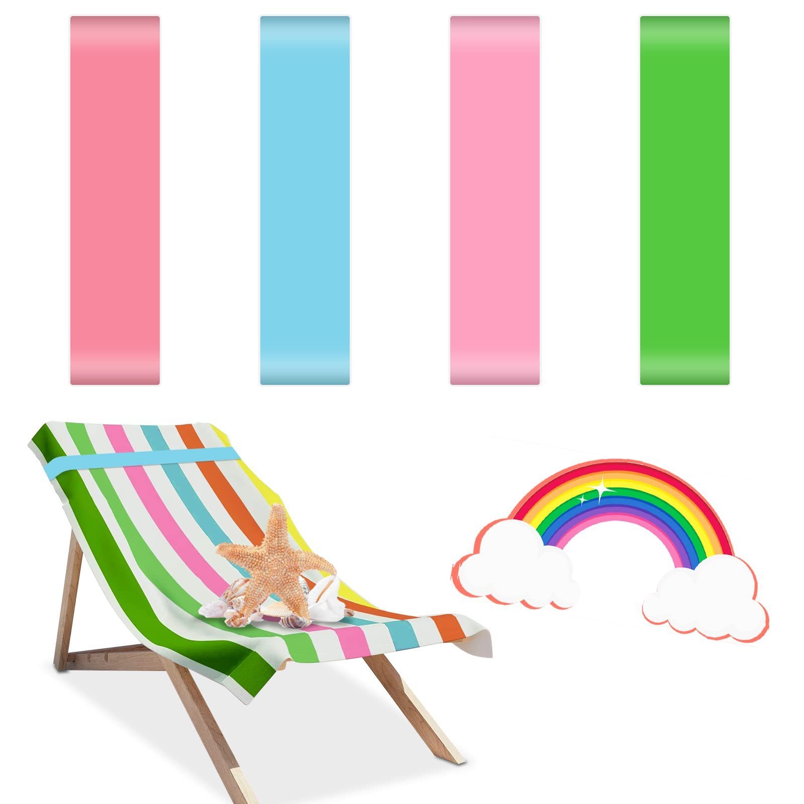 Silicone Colourful Elastic Towel Bands Towel Clips For Beach Chairs Lightweight Wide Beach Towel Bands For Pool Cruise Chairs