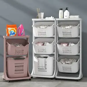 Multi Purpose Laundry Storage Bin with Lid Storage Basket with Handle Freestanding Clothes Hamper Organizer