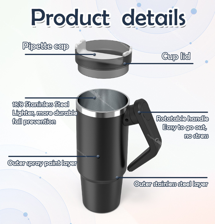 Factory OEM Product Houseware Drinking Cup Collapsible Double Wall Vacuum Insulated 30oz Metal Coffee Cups