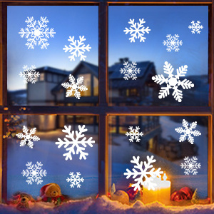 New Product Ideas 2023 New Year Supplies White Snowflakes Window Decorations Clings Decal Stickers Ornaments