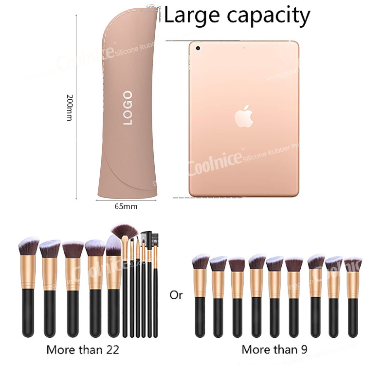 High Quality Silicone Makeup Brush Bags Standing Makeup Brush Holder Case Makeup Tool Storage Pouch