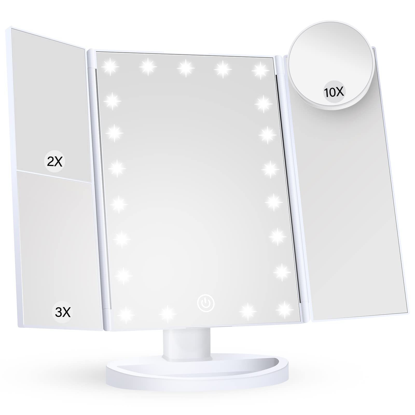 Makeup Vanity Mirror with Lights 1x/2x/3x Magnification Touch Screen Adjustable Lighted Makeup Mirror