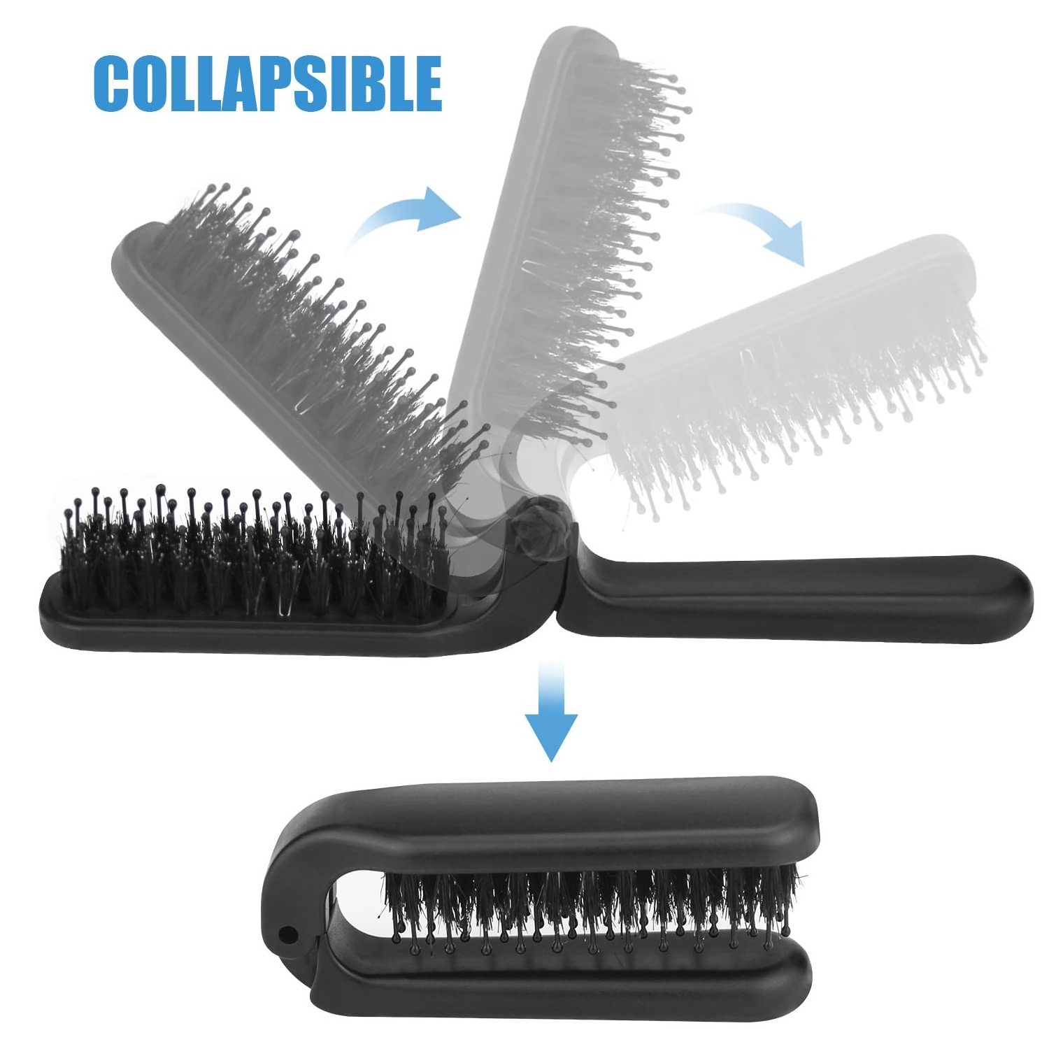 Collapsable Pocket Hair Brush Anti-Static Range Hair Brush Detangler Brush Portable Folding Bristles Hair Comb