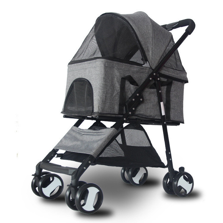 Cheap dog stroller made in China foldable four wheels pet pram carriage for small dogs