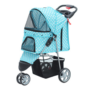 Luxury design easy folding 3 wheel pet stroller wagon China wholesale poussette pet gear dog stroller