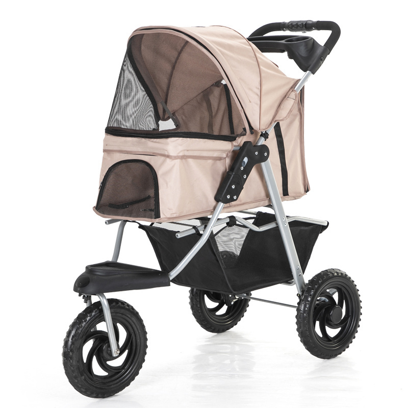 Cheap factory luxury foldable pet stroller wholesale 3 wheels dog and car walker carrier wagon