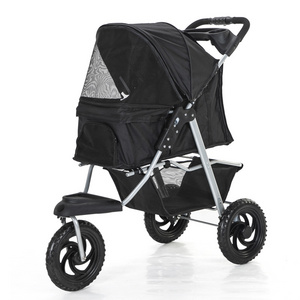 Cheap factory luxury foldable pet stroller wholesale 3 wheels dog and car walker carrier wagon