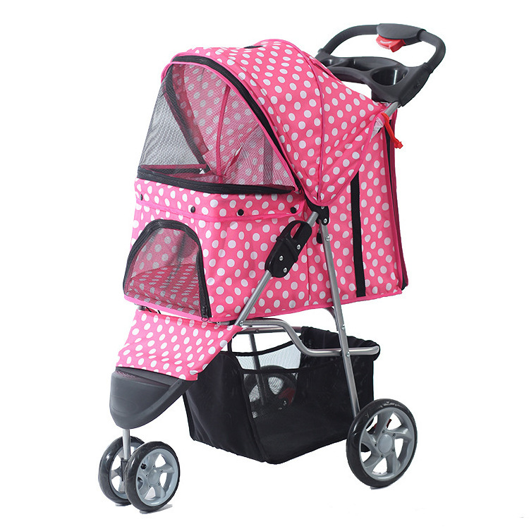 Outdoor Luxury Foldable Pet Dog Stroller 3 Wheels Cat Carrier Trolley Travel Carriage Wholesale From China