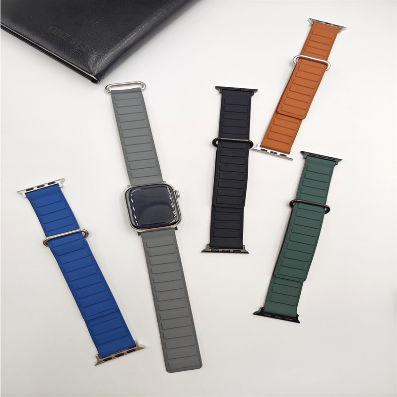 New Strong Magnetic strap For Apple watch band 44mm 45mm 42mm 40mm 41mm 49mm Silicone watchband Bracelet correa for iWatch