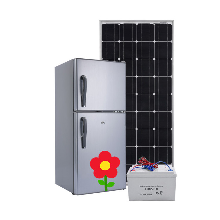 Solar power dc power 12 volt 24 volt double doors mini fridge 108L