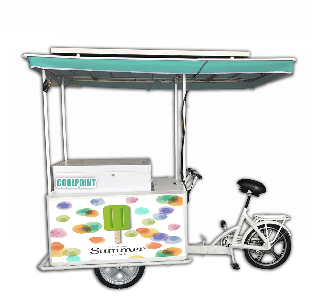 coolpoint ice cream bicycle vending with 208L solar freezer commercial