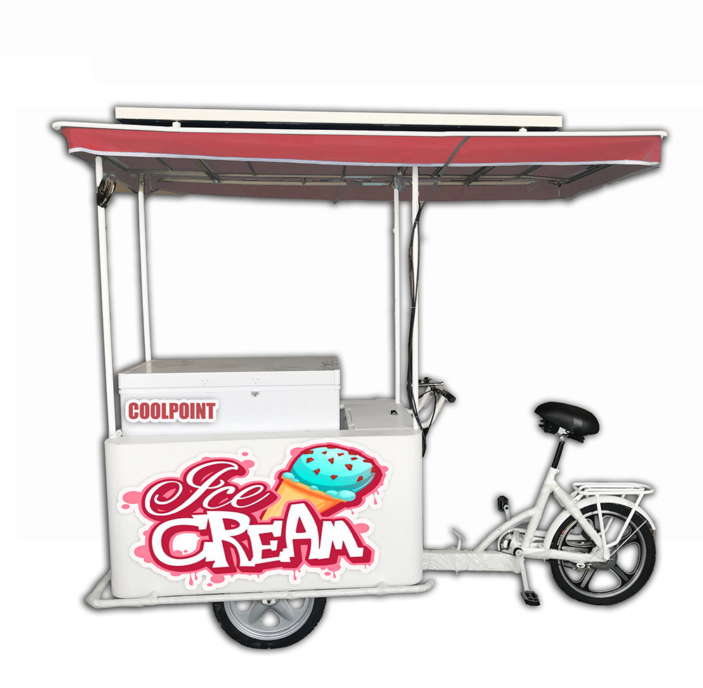 coolpoint ice cream bicycle vending with 208L solar freezer commercial