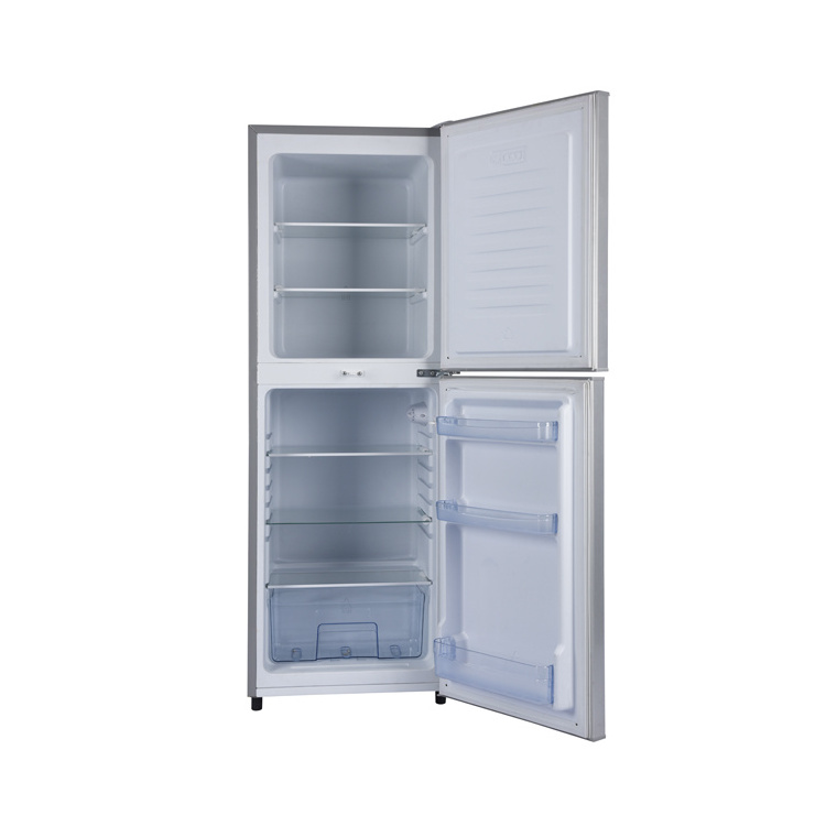 DC 12V battery powered refrigerator double doors top freezer solar refrigerator 198 liters home fridge food cart refrigerator