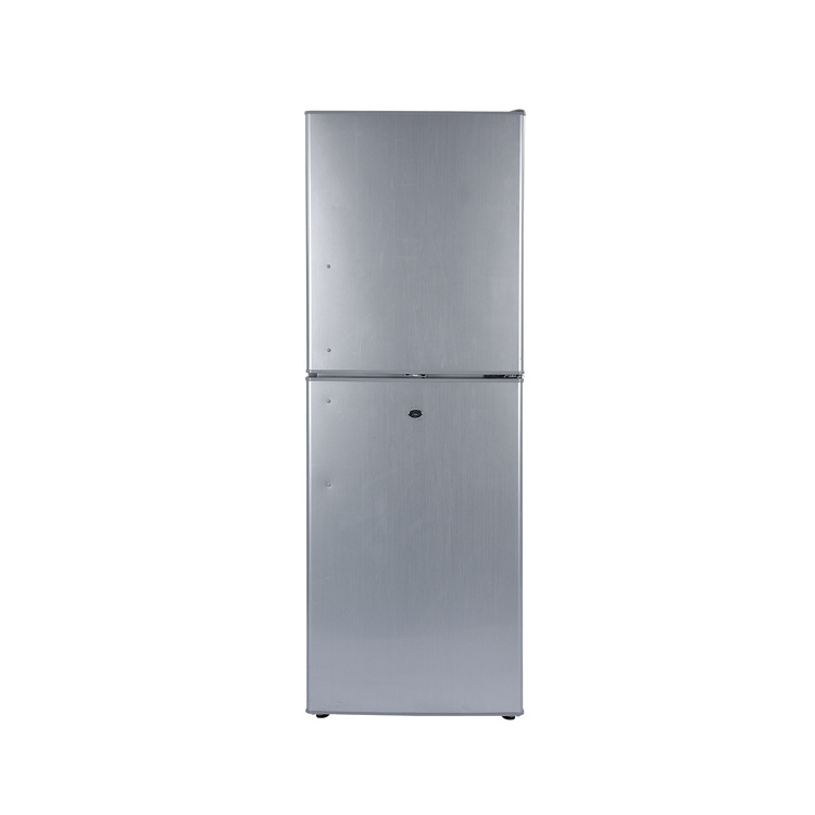 DC 12V battery powered refrigerator double doors top freezer solar refrigerator 198 liters home fridge food cart refrigerator