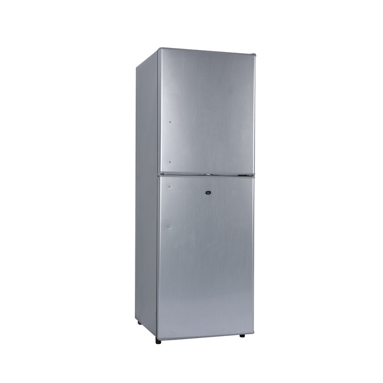 DC 12V battery powered refrigerator double doors top freezer solar refrigerator 198 liters home fridge food cart refrigerator