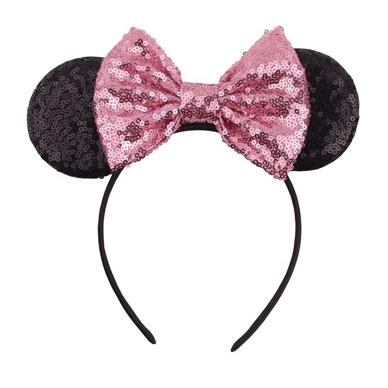 Leopard Printed Mi-ckey Ear Headbands Min-nie Kids Mouse Ear Super Cute Head Bands for Party Festival