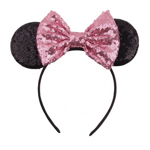 Leopard Printed Mi-ckey Ear Headbands Min-nie Kids Mouse Ear Super Cute Head Bands for Party Festival