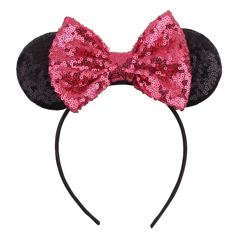 Leopard Printed Mi-ckey Ear Headbands Min-nie Kids Mouse Ear Super Cute Head Bands for Party Festival