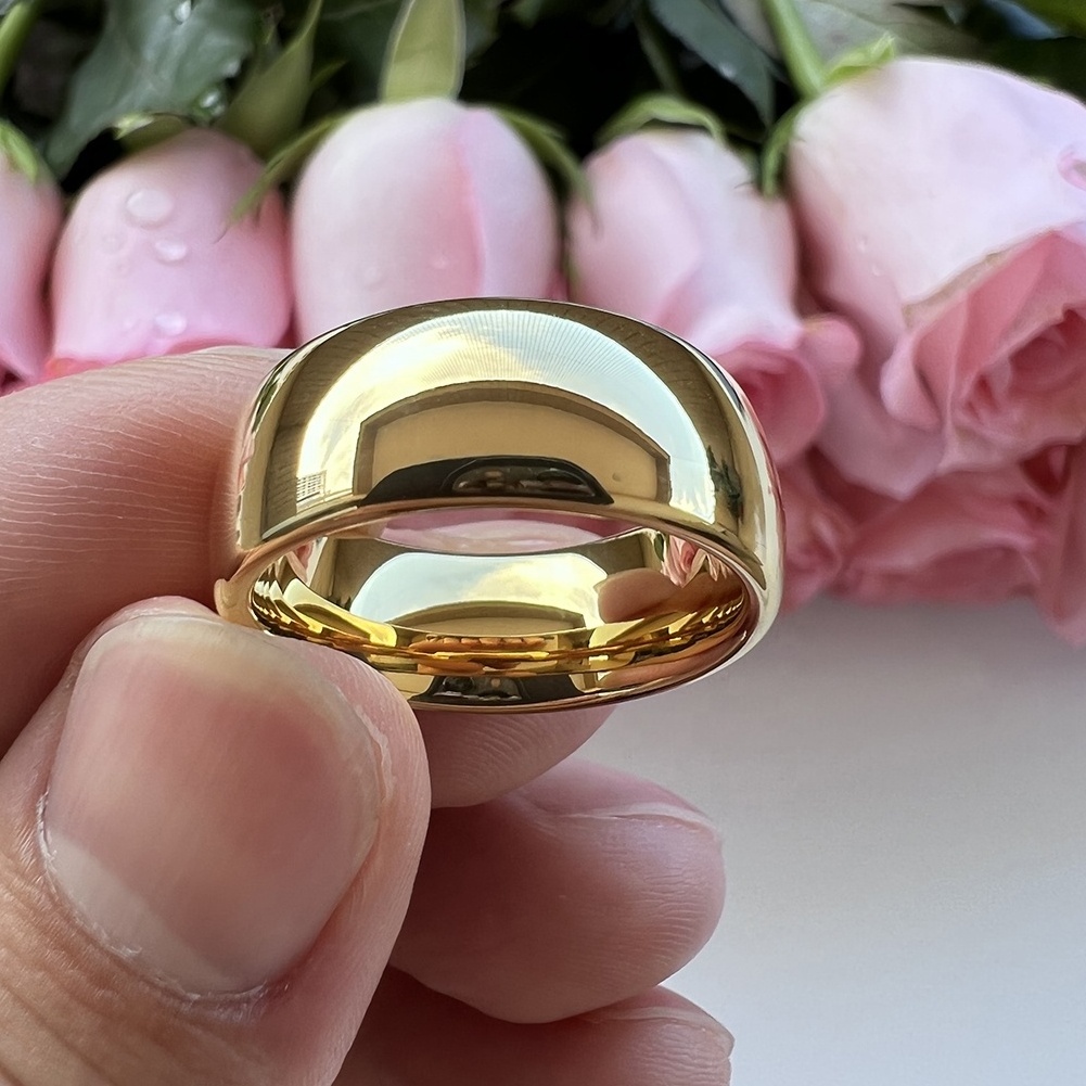 Coolstyle Jewelry Wholesale Dropshipping 8mm Gold Plated Fashion Engagement Wedding Band Tungsten Carbide Ring for Men Women