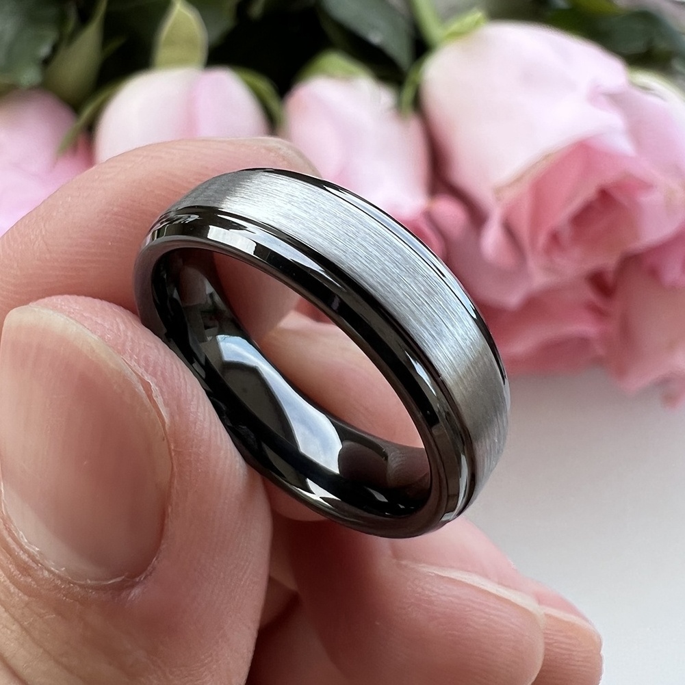 Coolstyle Jewelry 6mm Wholesale Two Tone Black Tungsten Finger Ring for Women Men Dropshipping Fashion Engagement Wedding Band