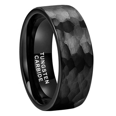 Coolstyle Jewelry Wholesale 6mm 8mm Black Hammered Tungsten Carbide Ring for Men Women Fashion Engagement Wedding Band