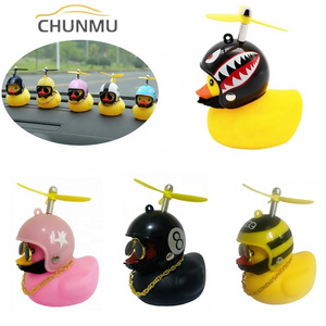 Car Duck Car Rubber Dashboard Decorations Ornament Yellow Duck with Mini Swim Ring Sun Cowboy Hat Necklace for Auto Office