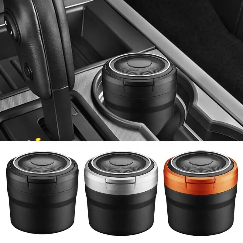 Luxury Originality Car Ashtray With LED Light Portable Ashtray With Vacuum kits No Smell Seat Cup Holder Cigar Auto parts