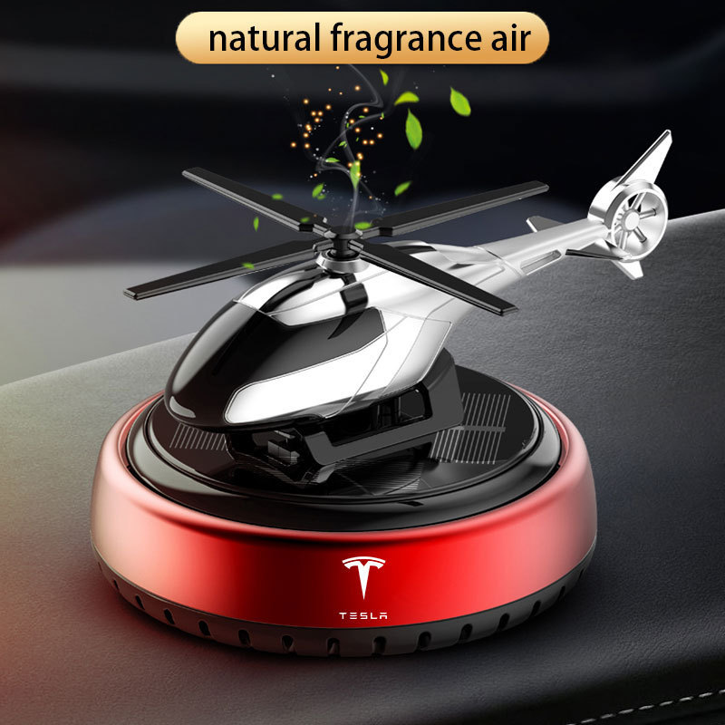 Tesla  model 3 y x s Car Air Freshener Solar Rotating Helicopter Decoration Car Perfume