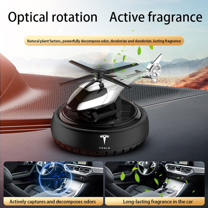 Tesla  model 3 y x s Car Air Freshener Solar Rotating Helicopter Decoration Car Perfume