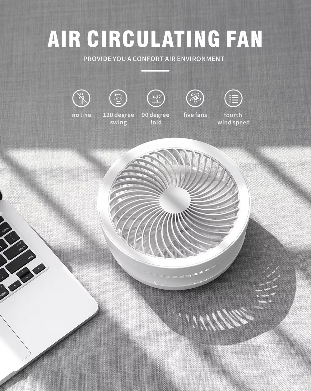 6 Inch Built-in Li-ion Battery Rechargeable Fold Usb Mini Cooling Fan Table Digital Plastic LED Table Detachable Fan 5W Button