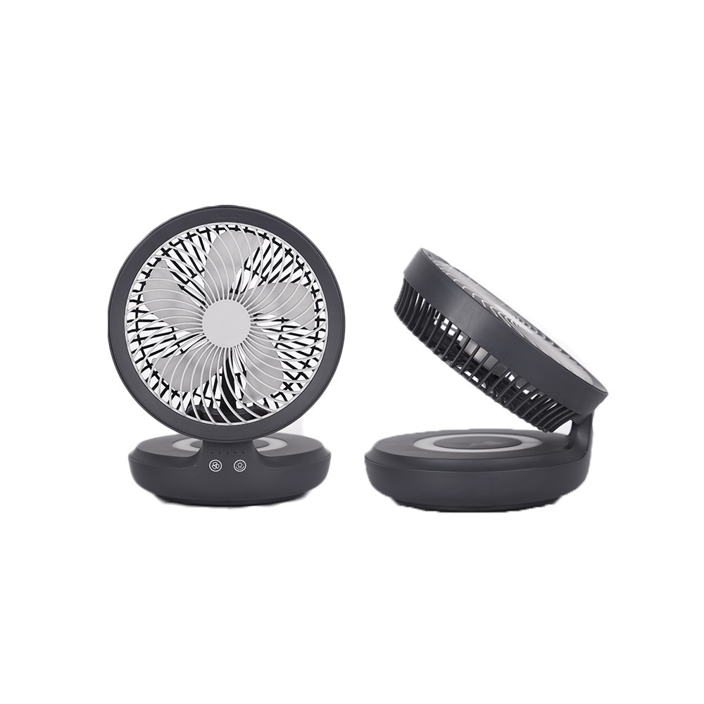 6 Inch Built-in Li-ion Battery Rechargeable Fold Usb Mini Cooling Fan Table Digital Plastic LED Table Detachable Fan 5W Button