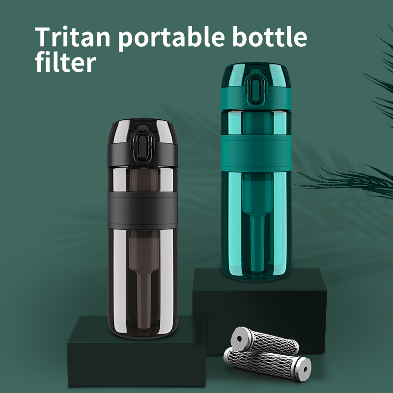 alkaline water bottle charcoal filter survival bottle with filter straw portable water insulated filter bottle