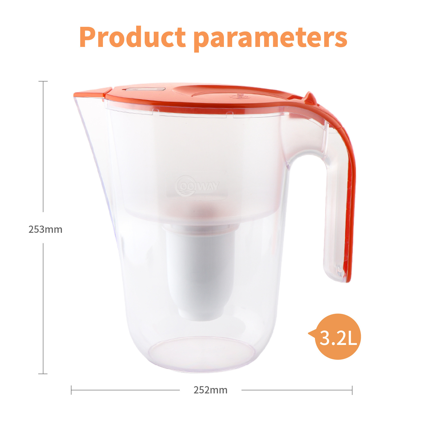 3.2L large capacity water purifier jug odm oem service water purifier filter pitcher for home