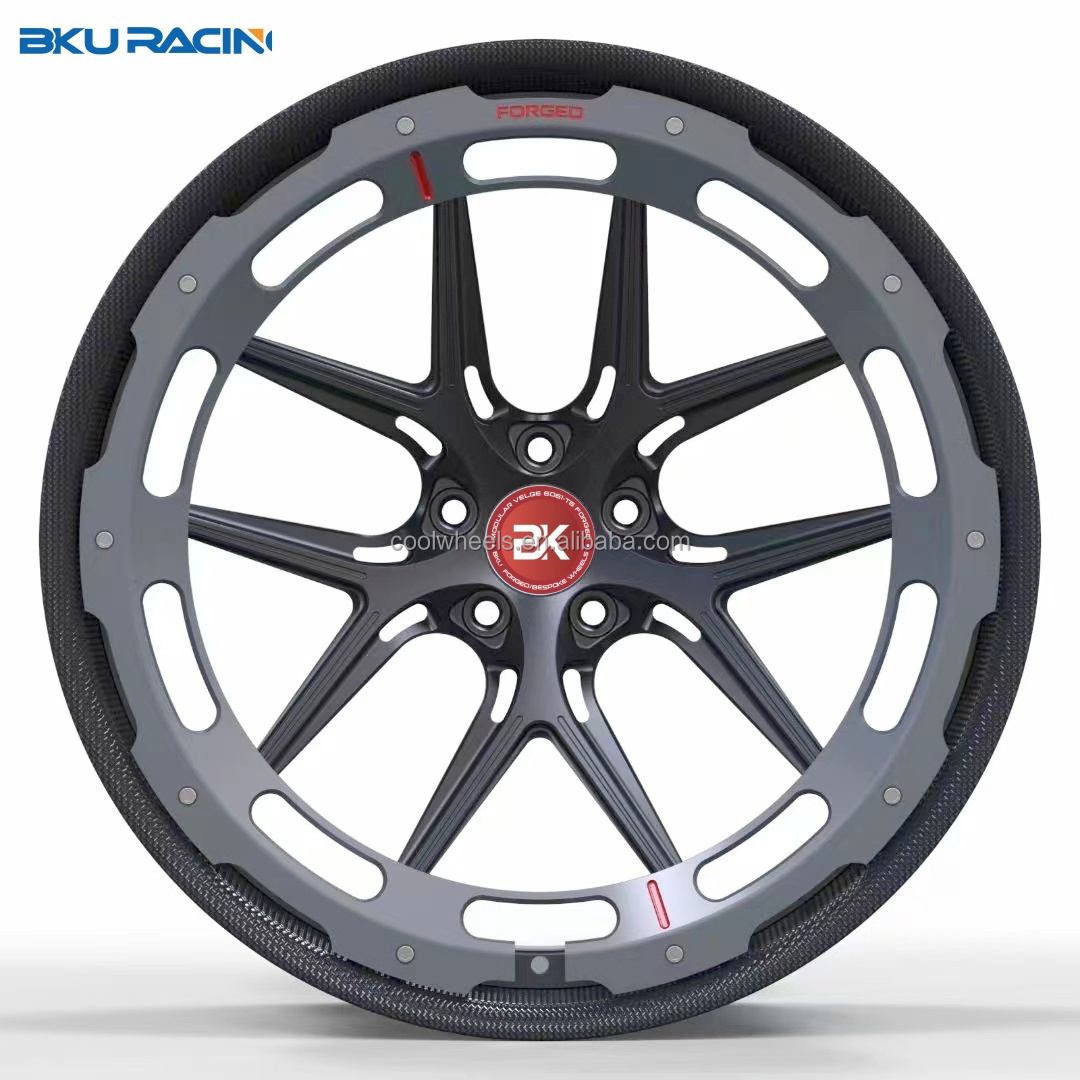 Bku racing 5x120 5x112 wheels 19 20 21inch 2 piece forged alloy carbon fiber Wheels rims for Mercedes benz C63s Bmw Audi