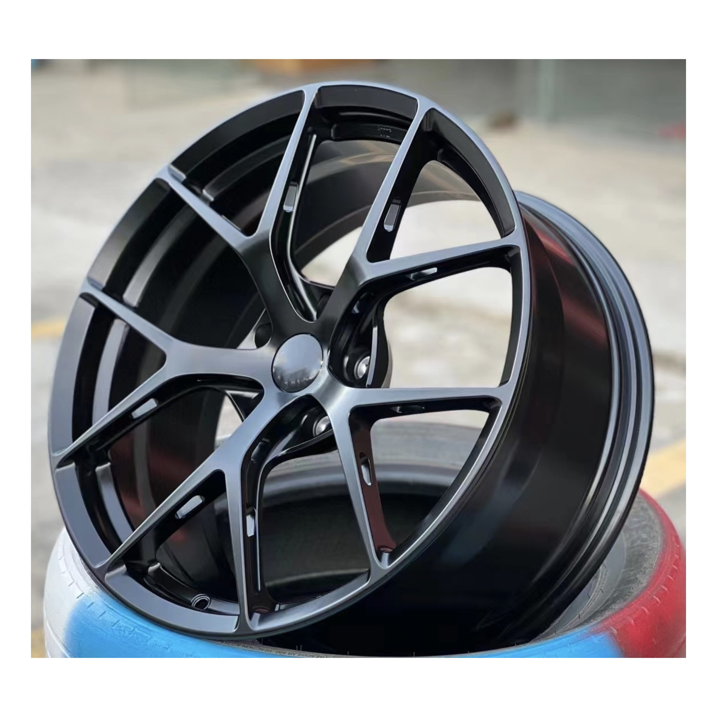 Bku racing passenger car wheels 19 inch rims 5x114.3 sport racing five spokes gloss black for civic accord nissan rims