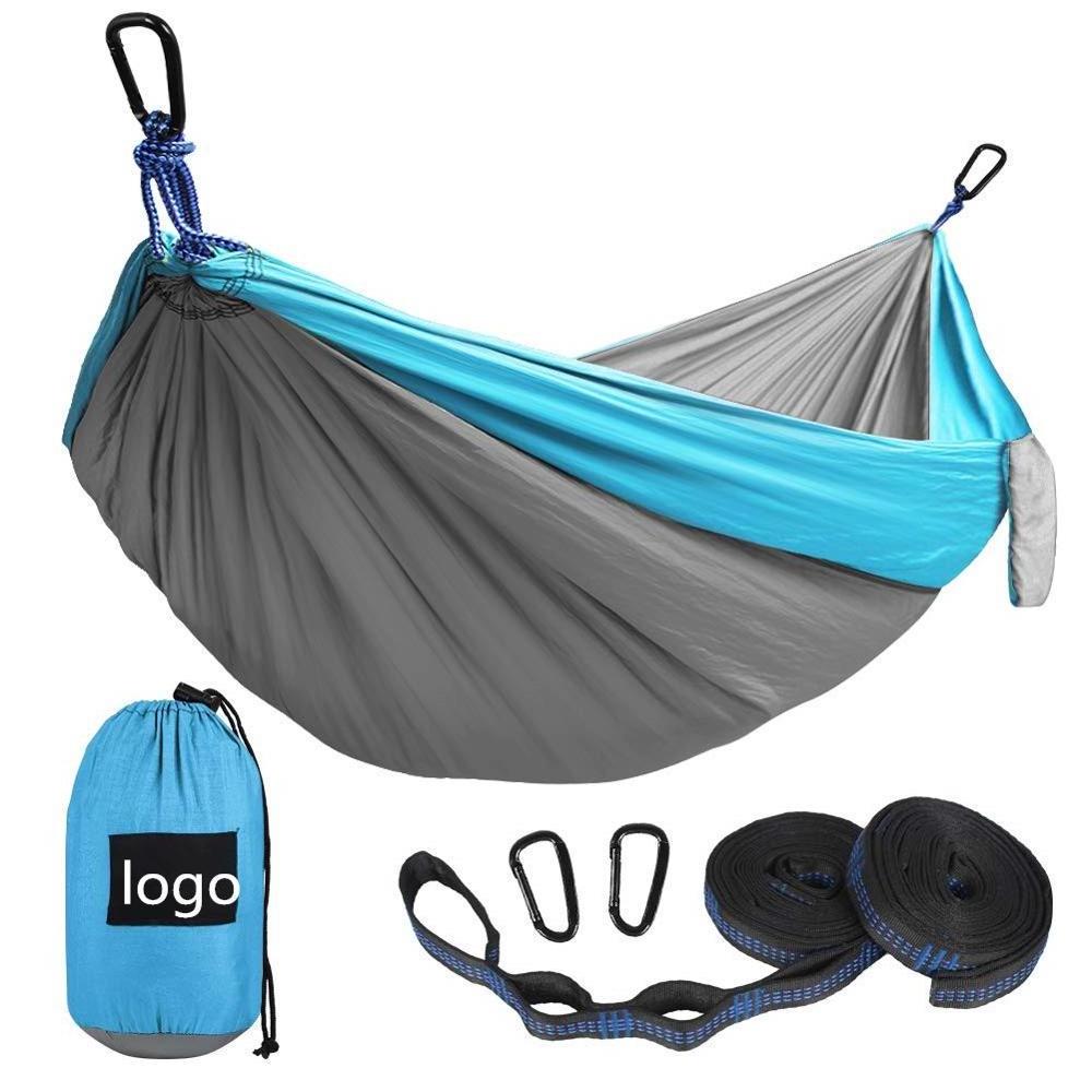 Portable Indoor Outdoor Camping Hammock / Hammock with 2 Hanging Straps / Lightweight Nylon Parachute Hammocks for Backpacking