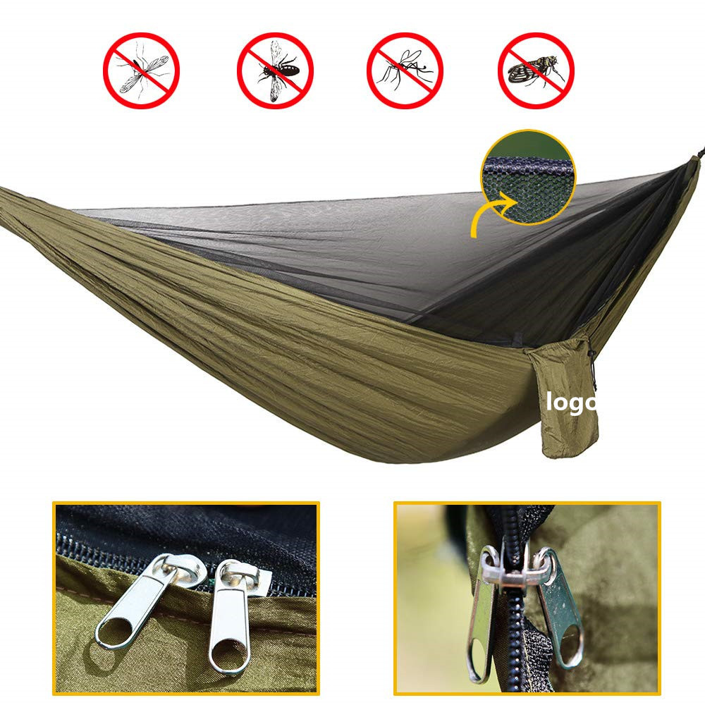 Portable Camping Hammock Set / Lightweight Nylon Parachute Outdoor Sleeping Hammock with Mosquito Net and rain fly