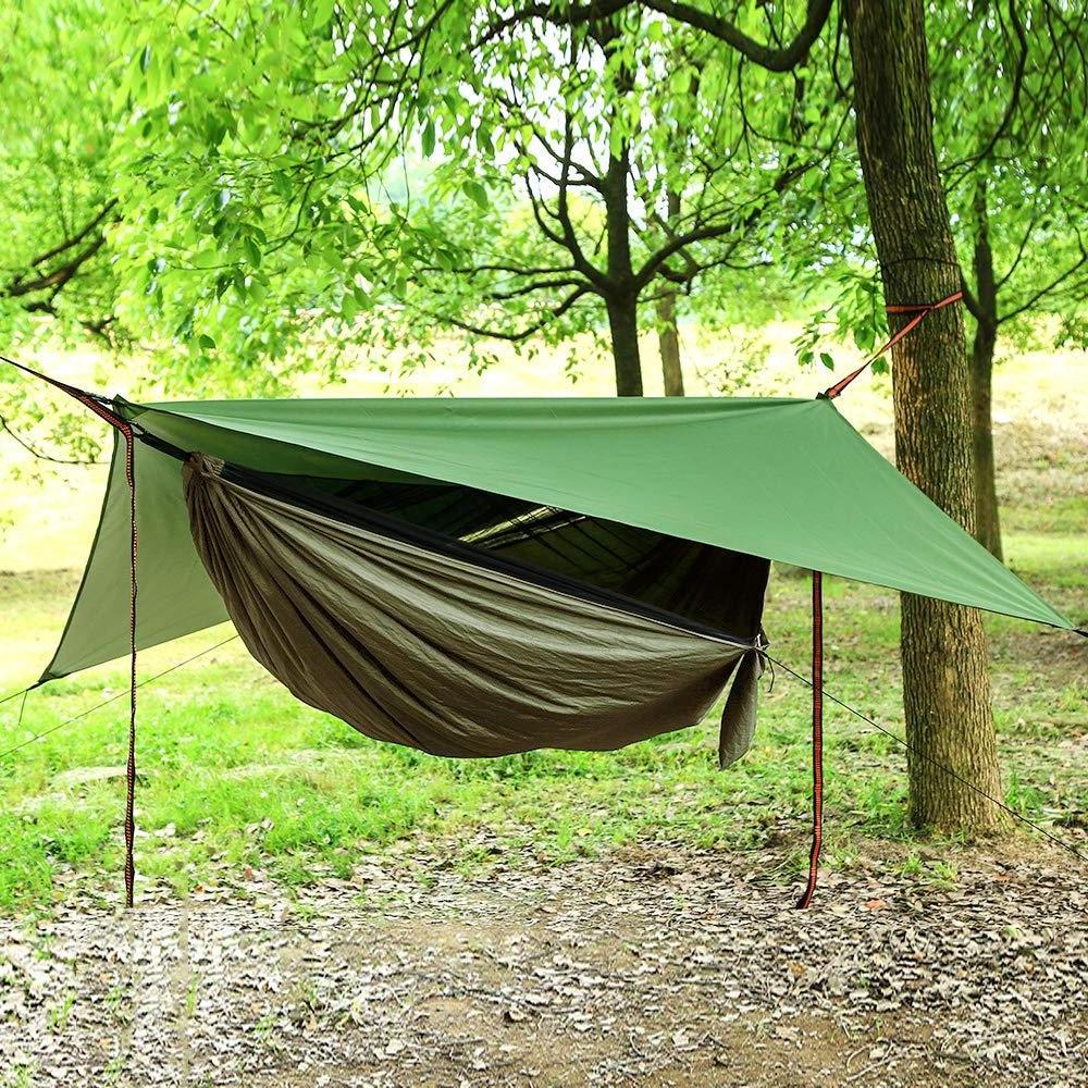 Portable Camping Hammock Set / Lightweight Nylon Parachute Outdoor Sleeping Hammock with Mosquito Net and rain fly