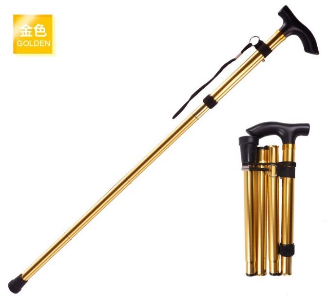 Wholesale Outdoor folding trekking pole / five telescopic old man Walking Stick / crutches travel mountain climbing cane