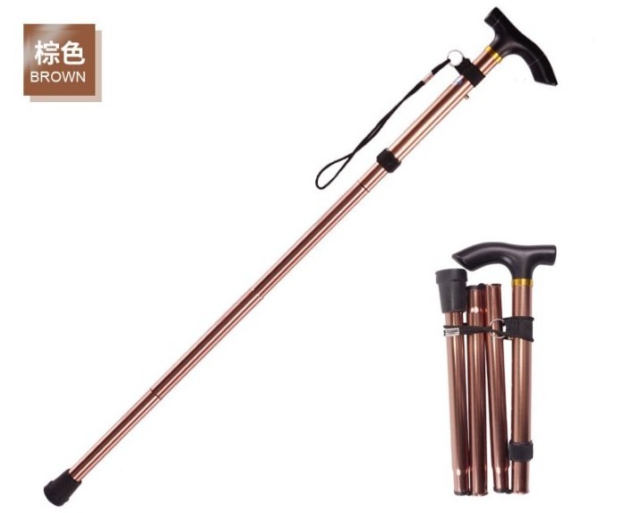 Wholesale Outdoor folding trekking pole / five telescopic old man Walking Stick / crutches travel mountain climbing cane