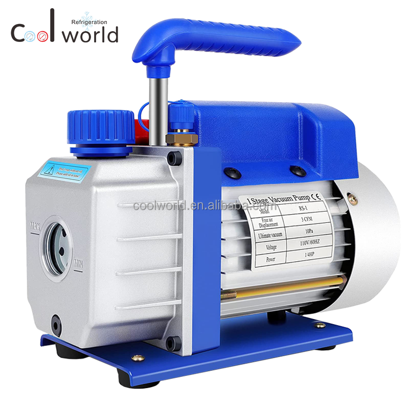 3 CFM Rotary Vane Vacuum Pump 1/4HP 110V/60HZ HVAC vacuum pump with Oil Anti-Flow Back Design